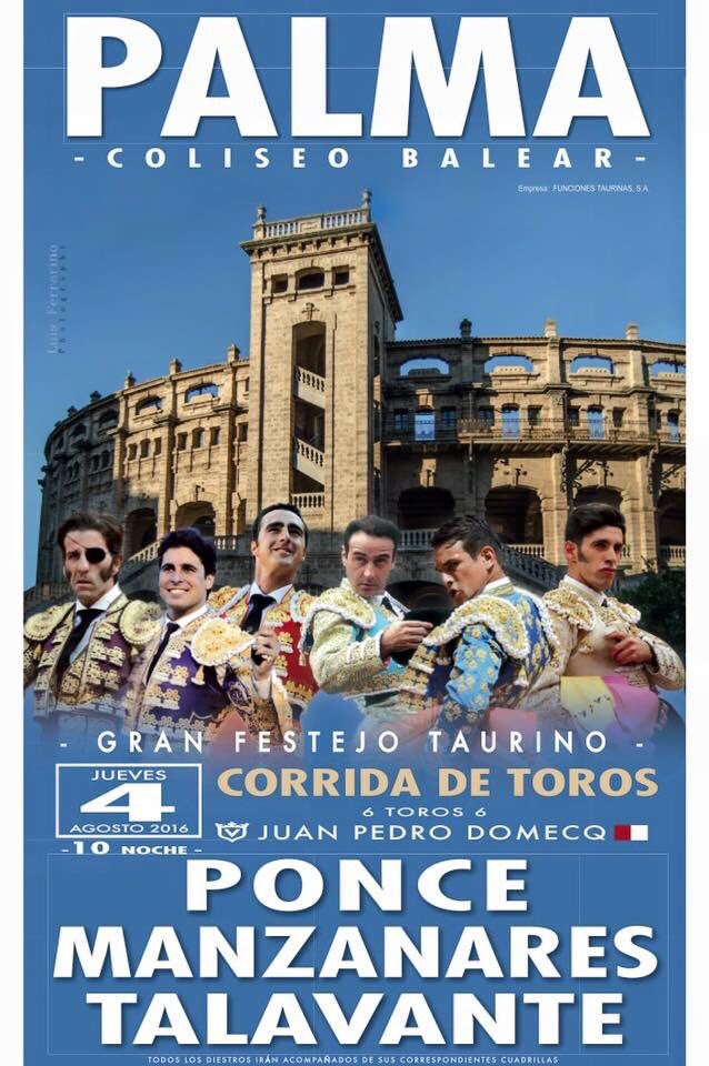 torospalma's tweet photo. ¡Compra tus entradas! 👉 Toros Juan Pedro Domecq para @EPonceOficial @JMManzanares @infotalavante 
#MallorcaTaurina https://t.co/FfWVXBljkn