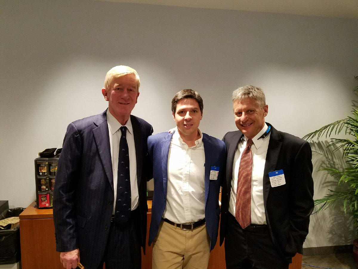 The3rdPartyCand's tweet photo. #BTS: Gary Johnson, Bill Weld &amp; Producer James Greenwood in the CNN Green Room waiting to appear on New Day! https://t.co/h0ETPkwZGL