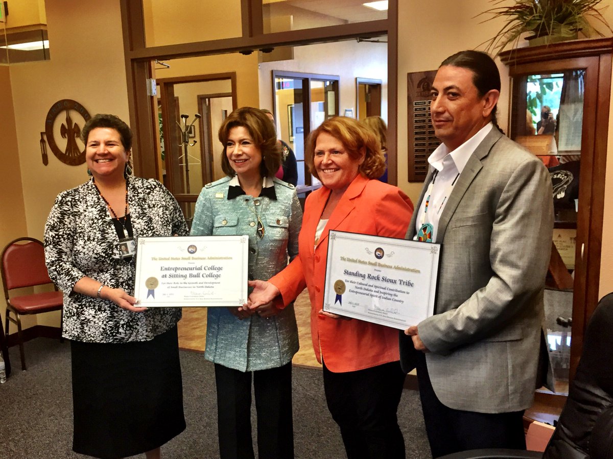 SenatorHeitkamp's tweet image. Brought @MCS4Biz to @SittingBullColl in 2015 to announce new support/resources for Native #smallbiz #strongsafe