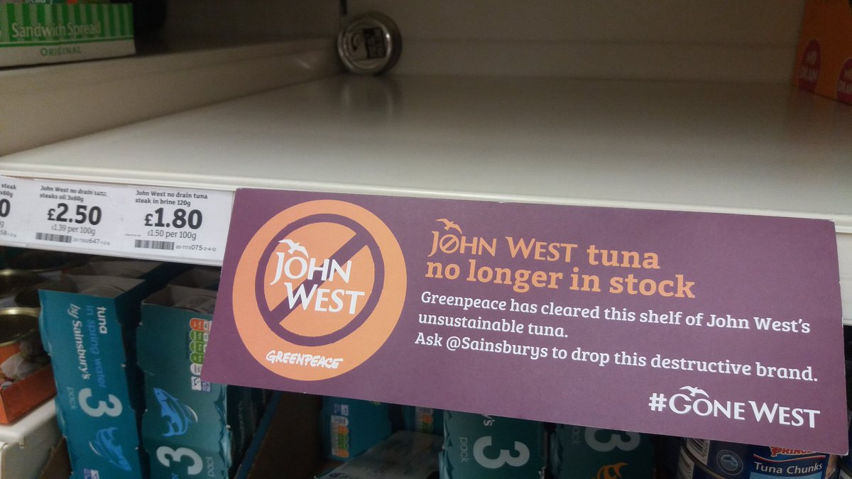 HuddsGreenpeace's tweet photo. This #dodgytuna (or lack of) was spotted in @sainsburys in #Huddersfield @GreenpeaceUK #stoptheindifference https://t.co/j7P9fU6d2l