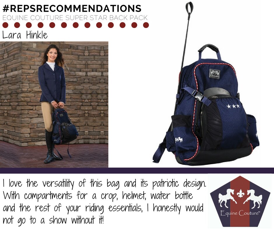 EquineCouture's tweet photo. The Super Star Back Pack is sales rep Lara Hinkle's #RepsRecommendations this week! A must-have for the show ring!🐴🎒 https://t.co/VKdcOWt1m8