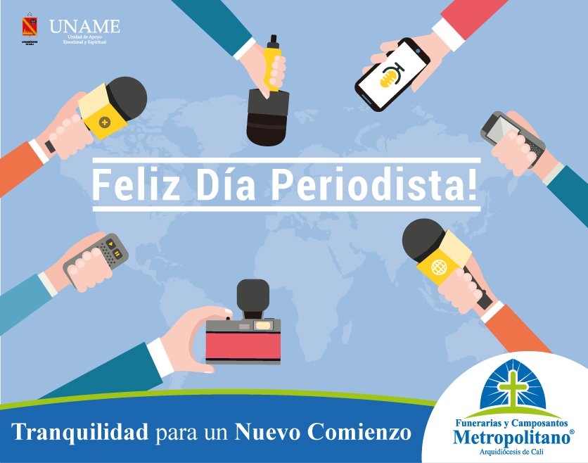 FCMDAC's tweet image. Les deseamos un Feliz Día Periodistas!
#FunerariasyCamposantosMetropolitano #UNAME
