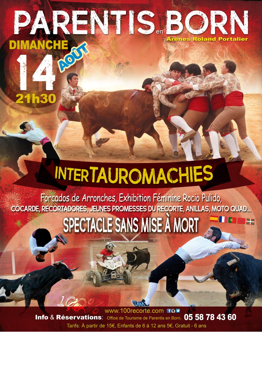 El dia 14 estaremos en Parentis en born con una novedad!! INTERTAUROMACHIES!
recortadores, forcados, anillas....