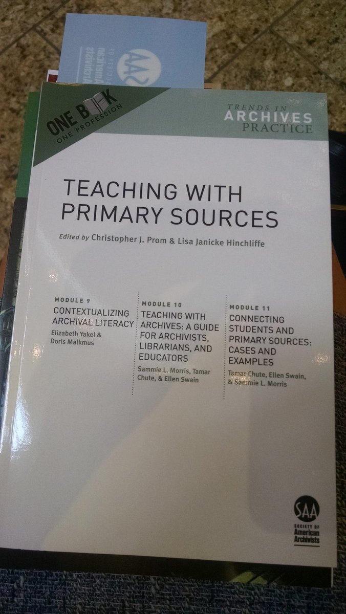 RMarieGrove's tweet photo. Excited to have in my hands the new Teaching with Primary Sources book fresh from the #saa16  bookstore https://t.co/Gj9CDTsCBN