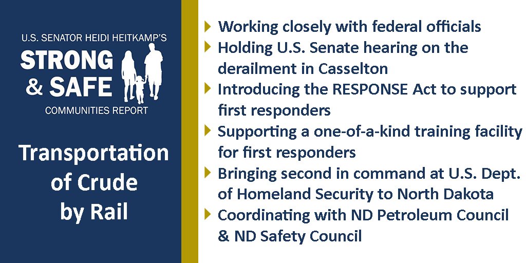 SenatorHeitkamp's tweet image. Improving rail safety &amp;amp; pushing for needed support for 1st responders has been large focus of #strongsafe initiative