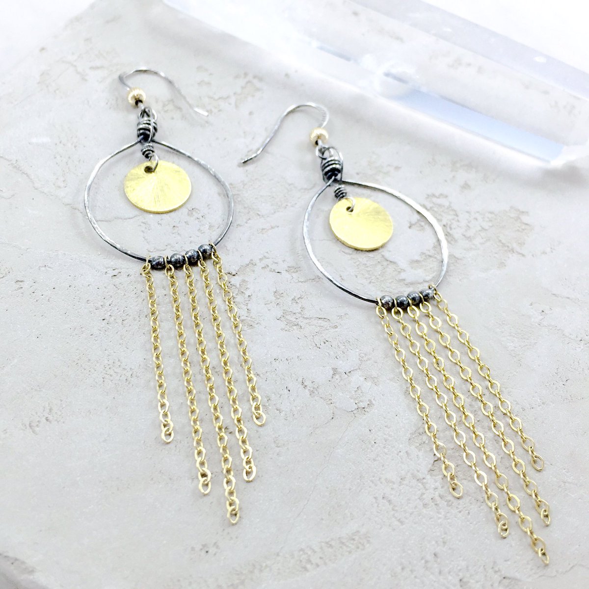 SilverPenniesJ's tweet photo. Turn heads with these sun-catching fringe earrings. #gold #sterling silver #handcrafted #downtown #morgantown #wv https://t.co/EQYL2YSvnh