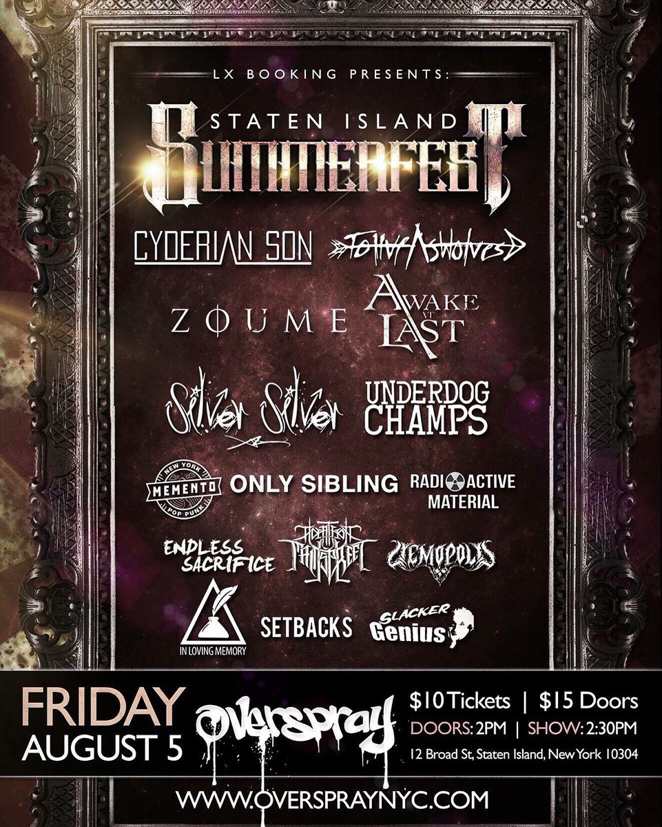 SilverSilverNY's tweet photo. Tomorrow! All ages! #StatenIsland #statenislandsummerfest #silversilver #music https://t.co/hmtpcFqVST