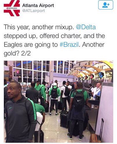 Thank you <a href="/Delta/">Delta</a> and thank you <a href="/ATLairport/">Atlanta Airport</a>. May your prophecy come true. May Gold await us. I support #TeamNigeria!