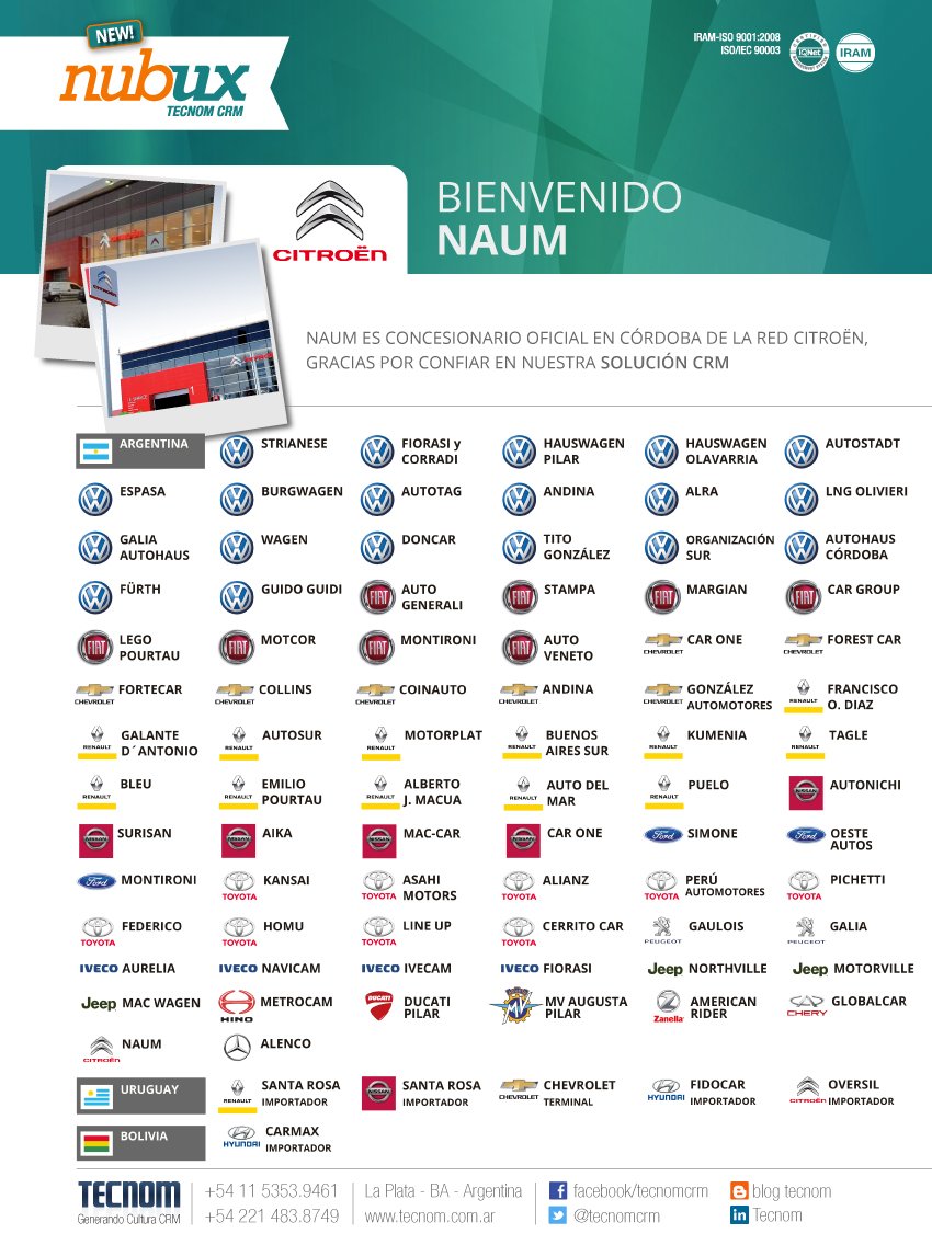 TecnomOk's tweet photo. Damos la bienvenida a Citroen Córdoba #Naum concesionario oficial #CitroënCórdoba
#ClientesTecnom #CulturaCRM https://t.co/zKBkVnWjQK
