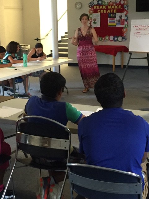 Xavier_Library's tweet photo. OUR SUMMER: ENGL Dept's Kristen Renzi teaches fiction at @Xavier_Library @cincylibrary #ReadMakeCreate Teen Camp. https://t.co/QJh3NzVfVV