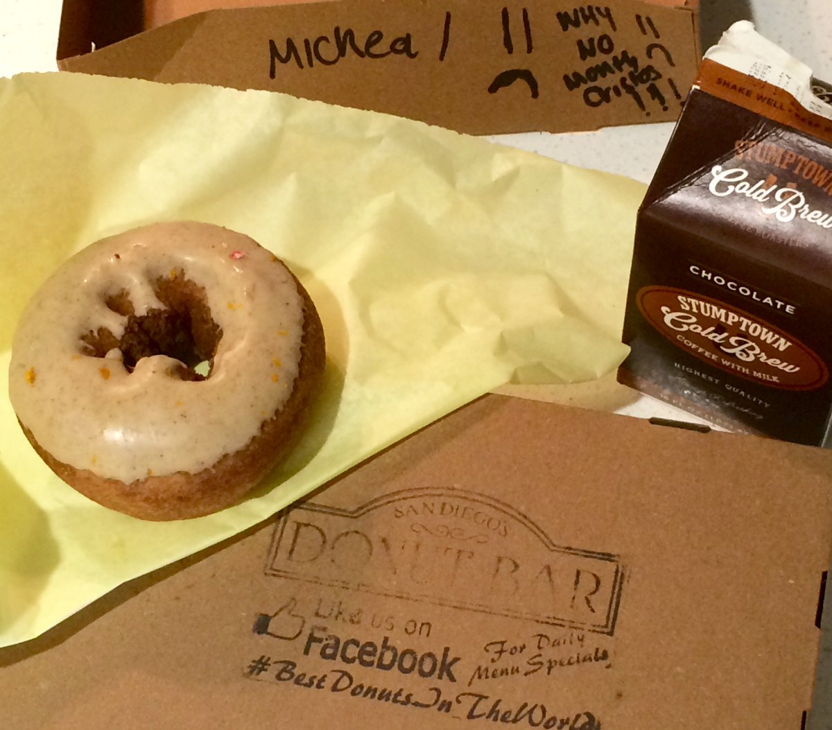 ChefMiyahara's tweet photo. Ultimate restraint - ONLY ONE donut from @DonutBar_SD!!!
#StrongestManInTheWorld https://t.co/Ek4z10HLgo