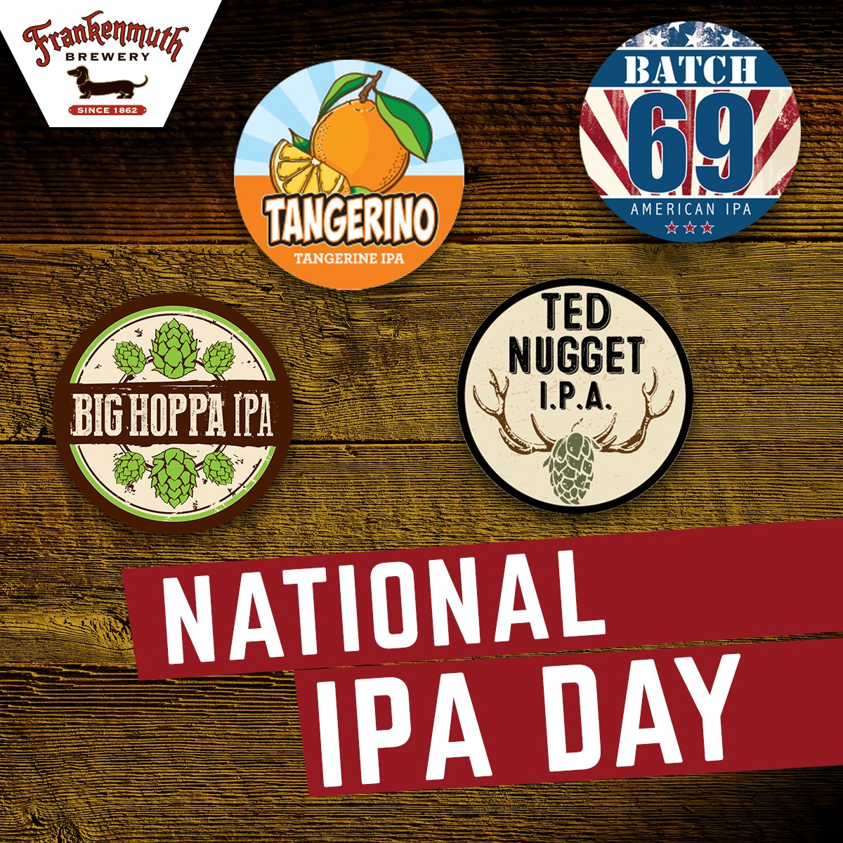 It’s #NationalIPADay! Which #FrankenmuthBrewery #IPA will you drink today? 🍻 #CraftBeer #MiBeer