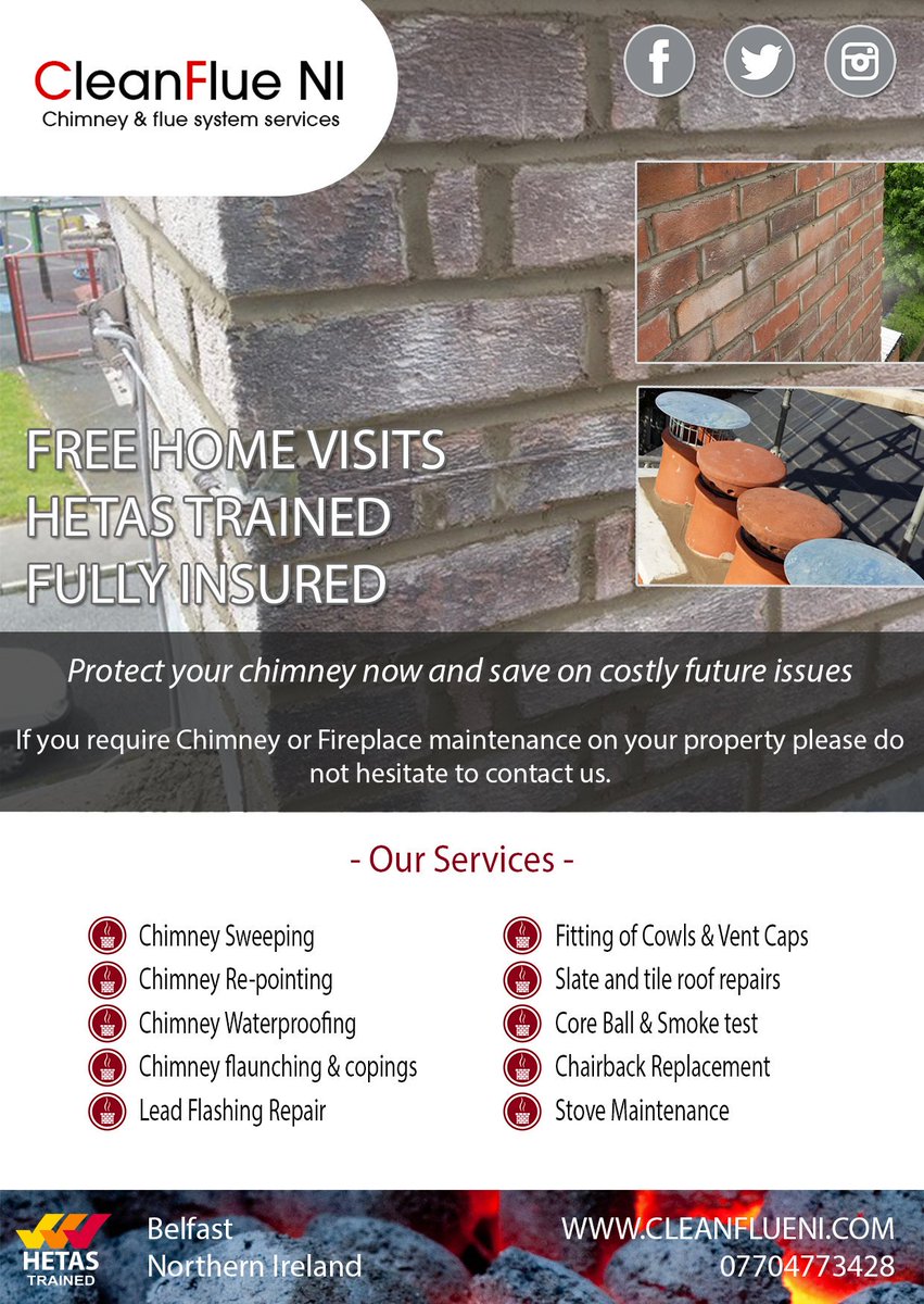 CleanflueNI's tweet photo. Check out the new #cleanflueNI #ChimneyMaintenance #flyers. We are loving all the #summerwork  at the moment. https://t.co/B3Kc7KPaPZ