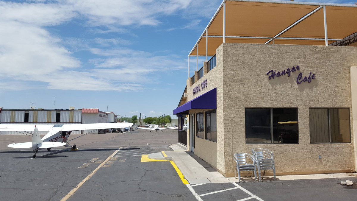 cityofchandler's tweet photo. Beautiful day to land a seat at the Hangar Cafe at Chandler's Municipal Airport. Can you say 'Home Cookin!' https://t.co/v4QkAtUK6M