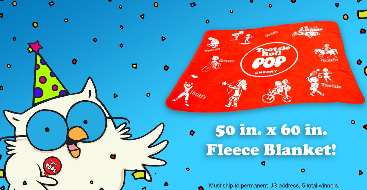 MrOwl's tweet photo. FLASH GIVEAWAY! Must RETWEET &amp; FOLLOW. Ends 4:45pm CST. Prize = 1 Tootsie Pop Blanket + box of Pops! #HappyBdayMrOwl https://t.co/L4TT3lHzdl