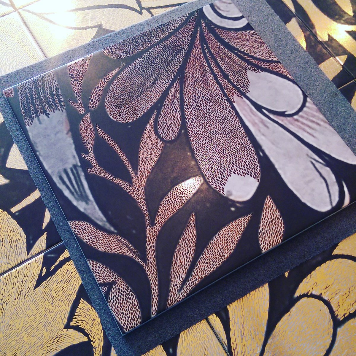 Didn't quite finish my tile but I think I did pretty well! #claretwomey #timepresentandtimepast <a href="/WMGallery/">WilliamMorrisGallery</a>