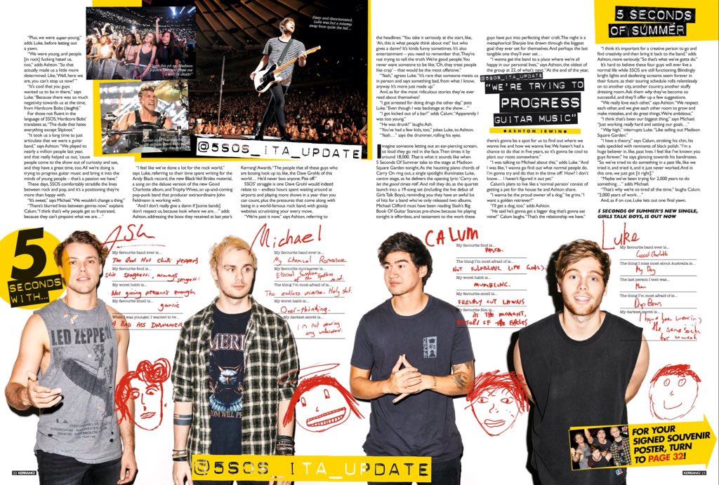 5SOS_ita_update's tweet photo. I #5SOS sul Kerrang ๐๐๐ #kerrangmagazine #5SOSFam #5SOSinterview https://t.co/Mh4cYar66P