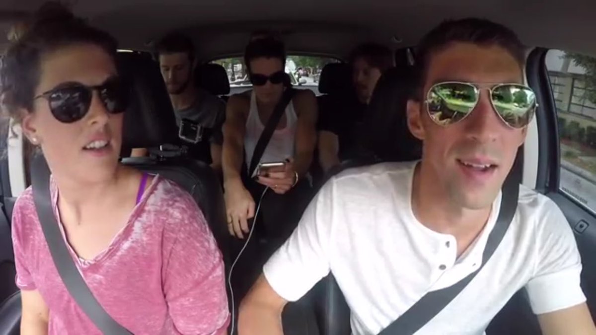 USASwimming's tweet photo. Here we go! Watch #TeamUSA  having fun doing #CarpoolKaraoke #SwimUnited #FunnestSport https://t.co/L2PhVnLedj https://t.co/DvVr0bYNDS