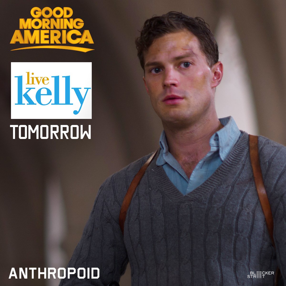 bleeckerstfilms's tweet image. Don’t miss #Anthropoid’s #JamieDornan ton @GoodMorningAmerica and @LiveKelly!Check your local listings!