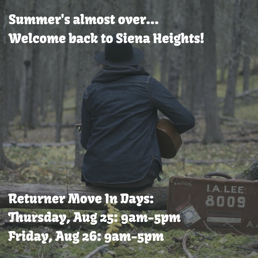 SHU_ResLife's tweet photo. Summer's almost over...
Returner Move In Days:
Thursday, Aug 25: 9am-5pm
Friday, Aug 26: 9am-5pm https://t.co/tLlVQthLnI