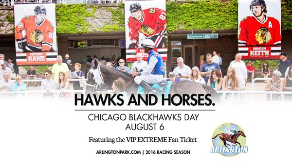 Arlington_Park's tweet photo. It's time for some Chelsea Dagger 'round here...good thing it's @NHLBlackhawks Day on Saturday! #HawksatArlington https://t.co/aXBM5AvPq8