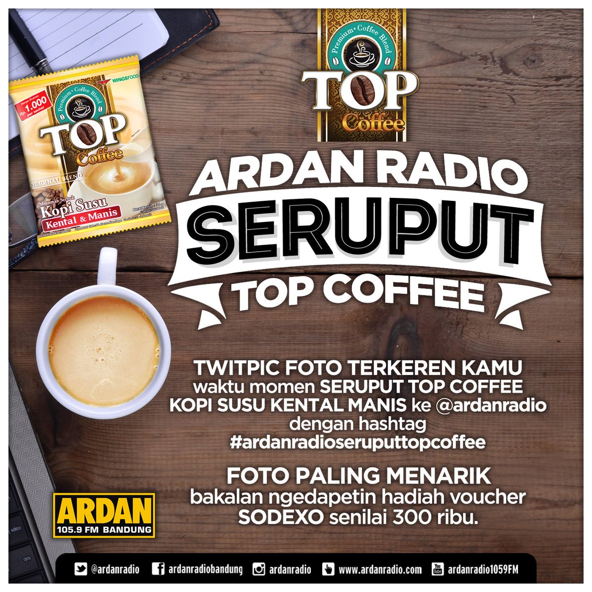 Upload foto km seruput <a href="/TOPCOFFEE_ID/">TopCoffee</a> susu kental manis + #ardanradioseruputtopcoffee &amp;dapatkan voucher 300rb! #ad