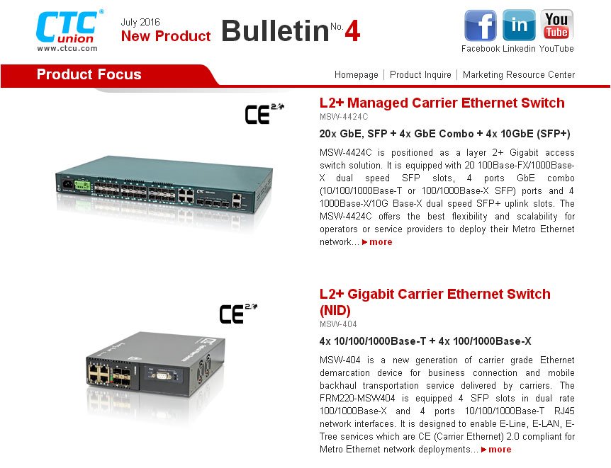 ctc_union's tweet photo. New Product Bulletin- July 2016 No.4
More in here 👉 https://t.co/SOZ8F1MZXI
#CTCUnion #ethernet #switch https://t.co/k86tQ1fZ8M