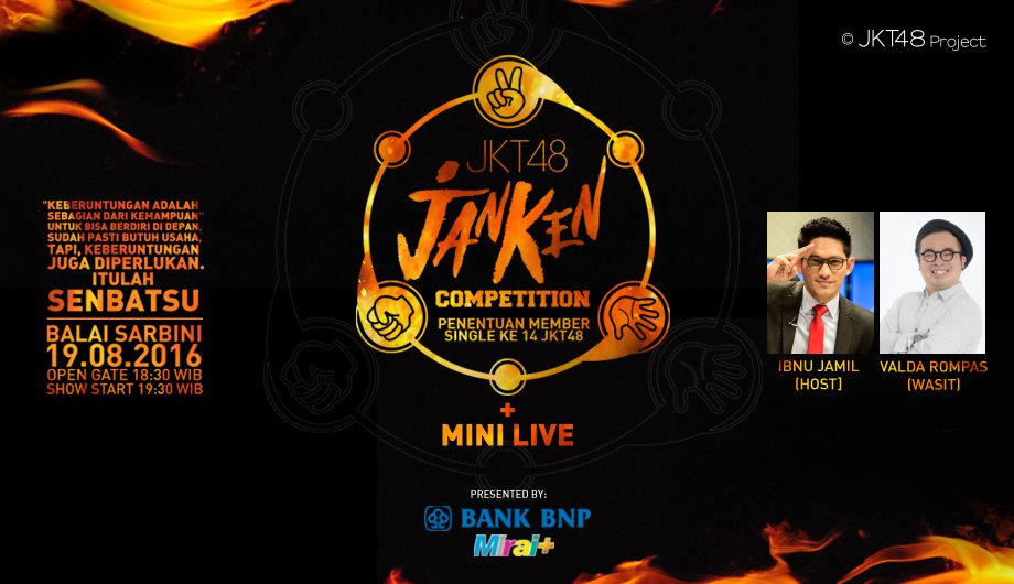 officialJKT48's tweet photo. #JKT48Janken menampilkan Mini Live performance + Host &amp; Wasit yang seru banget. Ayo ikut ramaikan acara ini! https://t.co/tf3YBoABwv