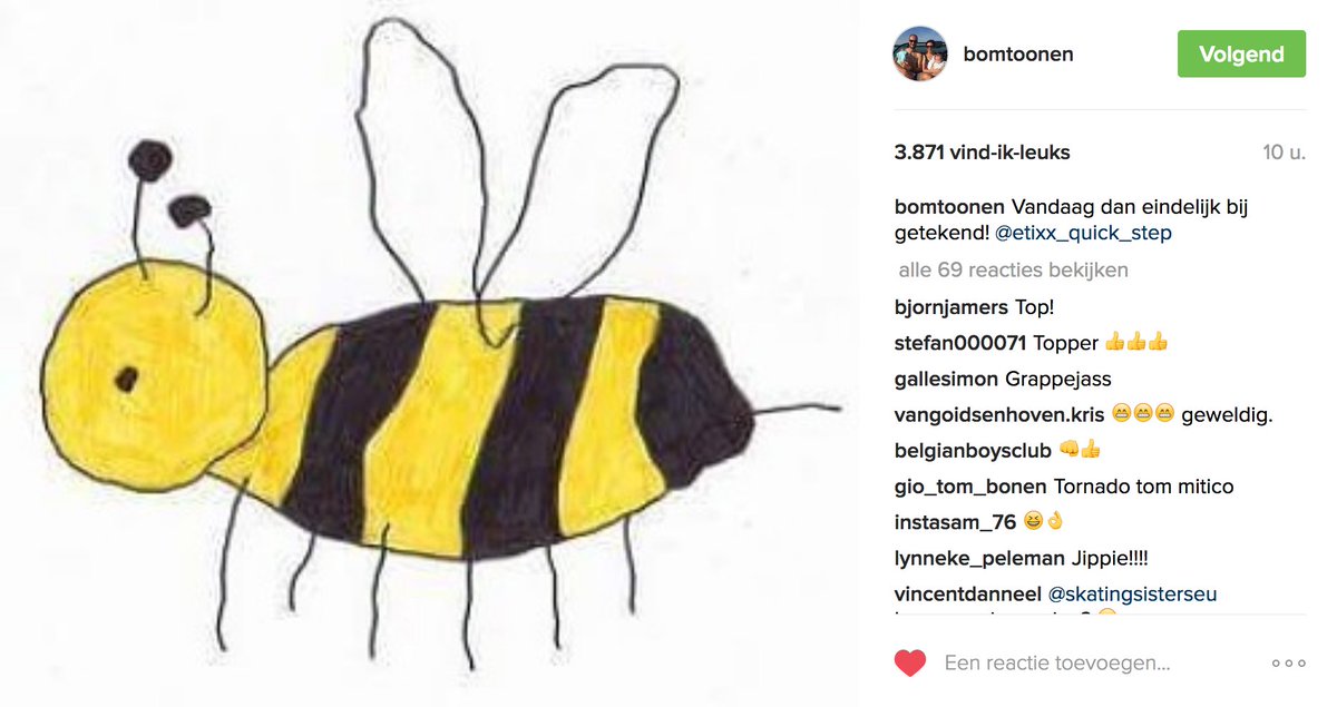 Vannieuwkerke's tweet photo. Zo kondigt @tomboonen1 aan dat hij heeft BIJgetekend bij @Etixx_QuickStep zalig!  #lachendoetleven https://t.co/O8dYVkfdPs