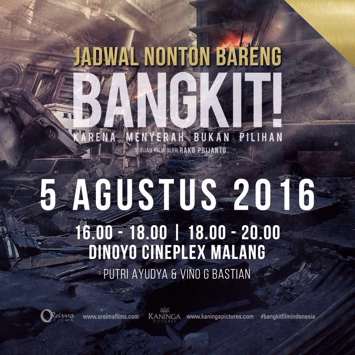suryanation_id's tweet photo. Good news for @kuejahe &amp; @vinogbastian__ fans di Malang. Nonton bareng #BANGKIT hari ini di Dinoyo Complex! https://t.co/tbDf08wiGz