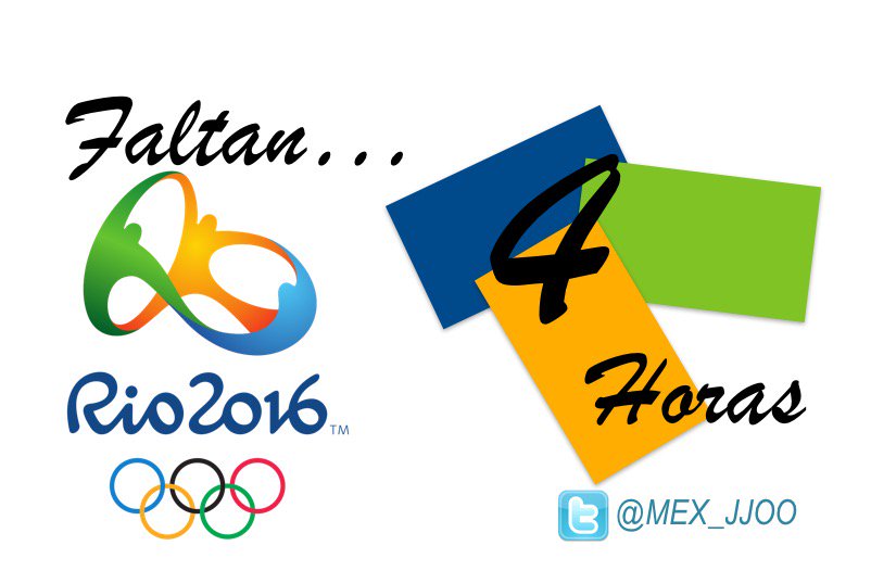 Estamos a 4hrs de la Ceremonia de Inauguración de #Rio2016  #OpeningCeremony  #VamosMexico🇲🇽🇧🇷
