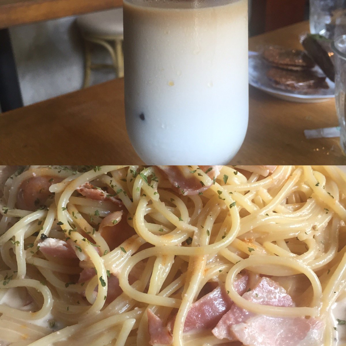 sakaki_j's tweet photo. 本日のランチ∑(ﾟДﾟ)
最近もっぱら麺類が多いなー
‥‥‥ラーメン、焼きそば、パスタ、ラーメン、焼きそば、パスタ‥‥‥ループしてるやないかーい‼️ビックリ(@_@)（笑）    メイマアムのパスタ美味しいんだ‼️ https://t.co/ZZpbMG9KUk