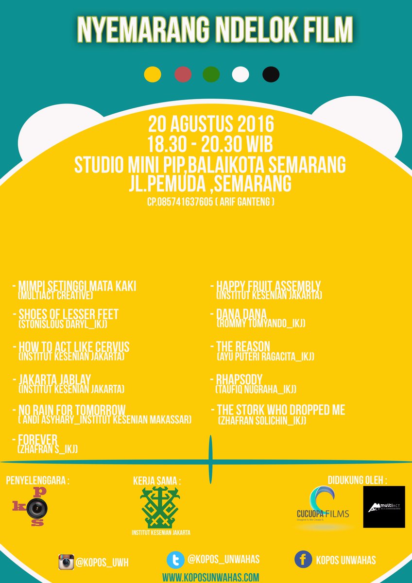 ayokak @sineroom_ <a href="/elkasinema/">ELKA Sinematografi</a> <a href="/KronikFilmedia/">Kronik Filmedia</a> <a href="/grobakhysteria/">kolektifhysteria</a> <a href="/LOLprdctn/">LangkahOrangLangit</a>  <a href="/kineklub/">Kineklub LFM ITB</a> <a href="/KINEUKDW/">KINE KLUB UKDW</a> <a href="/jcmkineklub/">jcmkineklub</a>