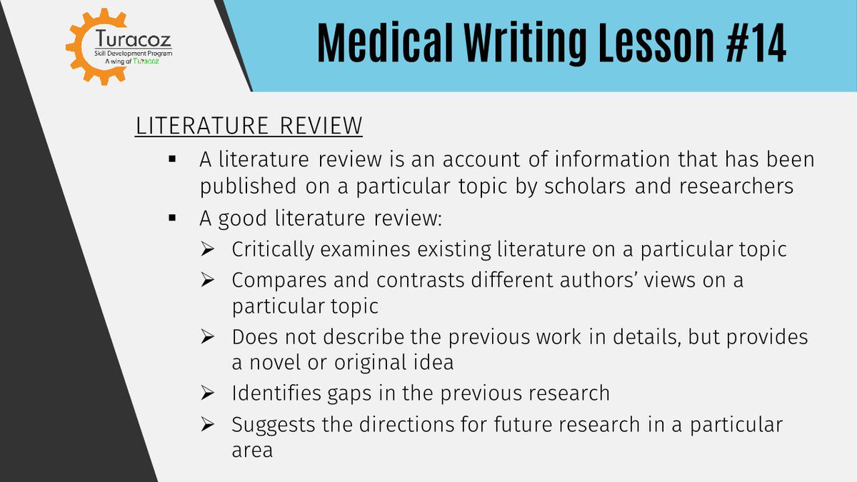 TuracozSkill's tweet photo. #TSDP provides #MedicalWritingTraining which helps #Healthcare professionals to write an effective literature review https://t.co/k1wHIOG3i5