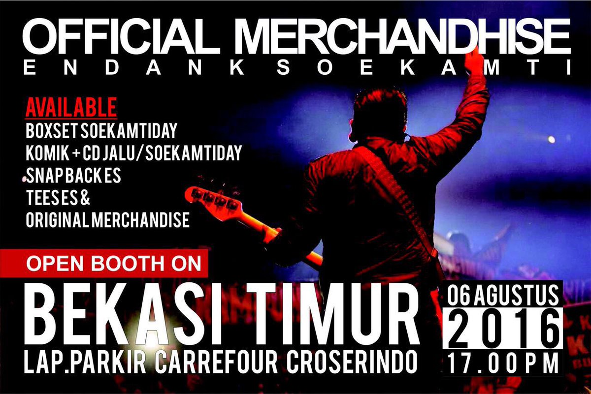 Jangan lupa kami akan buka stand merchandise besok jam 17:00wib tooossss... #SOEKAMTIDAY #BEKASI