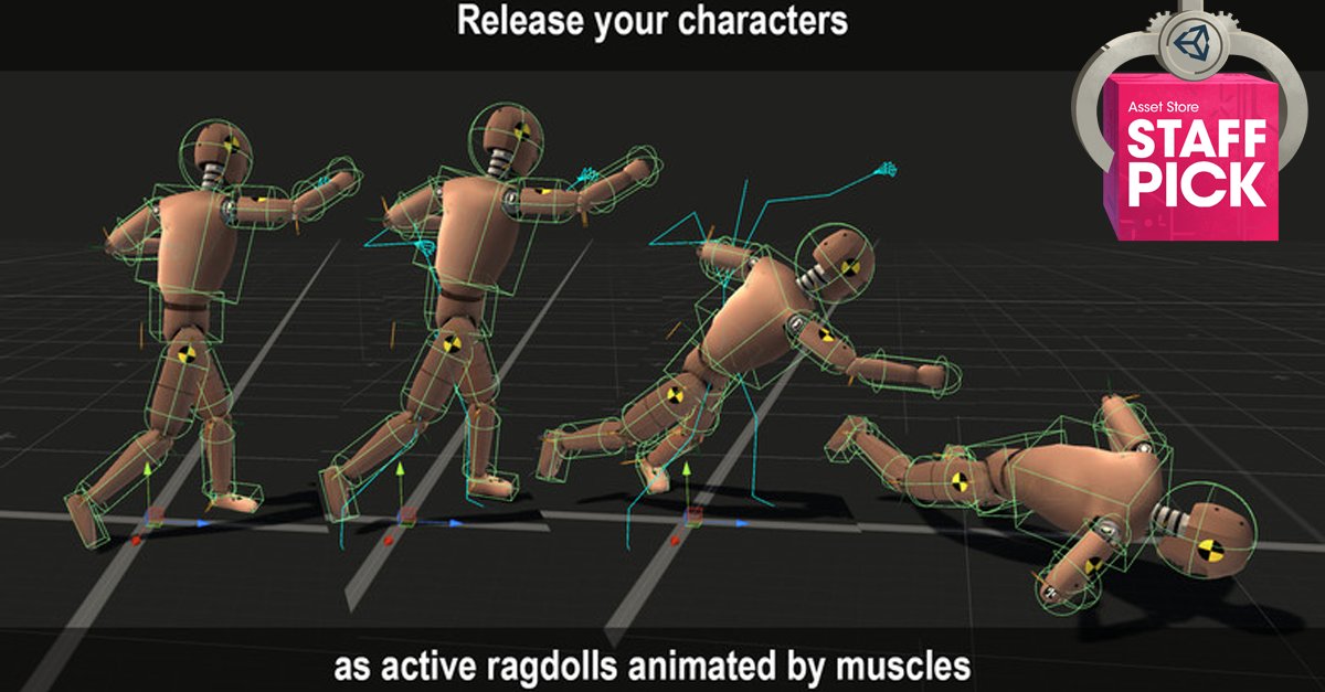 AssetStore's tweet photo. #AssetStore Staff Pick: Advanced ragdoll physics w/ ragdoll creation &amp; editing tools: https://t.co/xsLa5ZZi1a https://t.co/OFbrtCUoS2