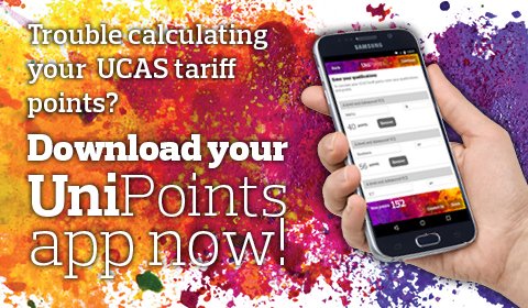 DerbyUni's tweet photo. Have you seen our #UniPoints app? Download to calculate your UCAS points for 2017! https://t.co/2oZPFNQeeo https://t.co/NS7r0GqYGP