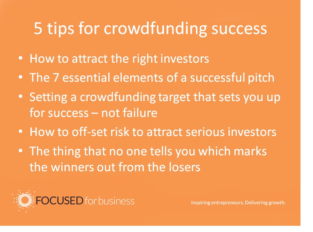 5 tips for #crowdfunding success. Free online seminar 2nite at 7pm (BST). Book now bit.ly/1ULUHlm
