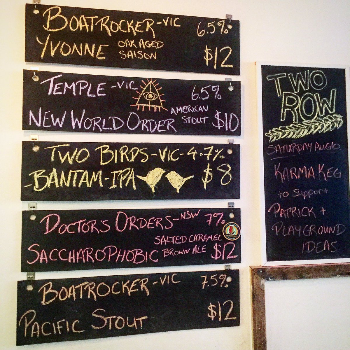 Two Row Bar (@tworowbar) on Twitter photo Tonight's starting tap lineup... Something new & sneaky from <a href="/boatrockerbrew/">Boatrocker Brewery</a> & a new one from <a href="/TwoMetreTall/">Two Metre Tall</a> soon! Tonight's starting tap lineup... Something new & sneaky from <a href="/boatrockerbrew/">Boatrocker Brewery</a> & a new one from <a href="/TwoMetreTall/">Two Metre Tall</a> soon!