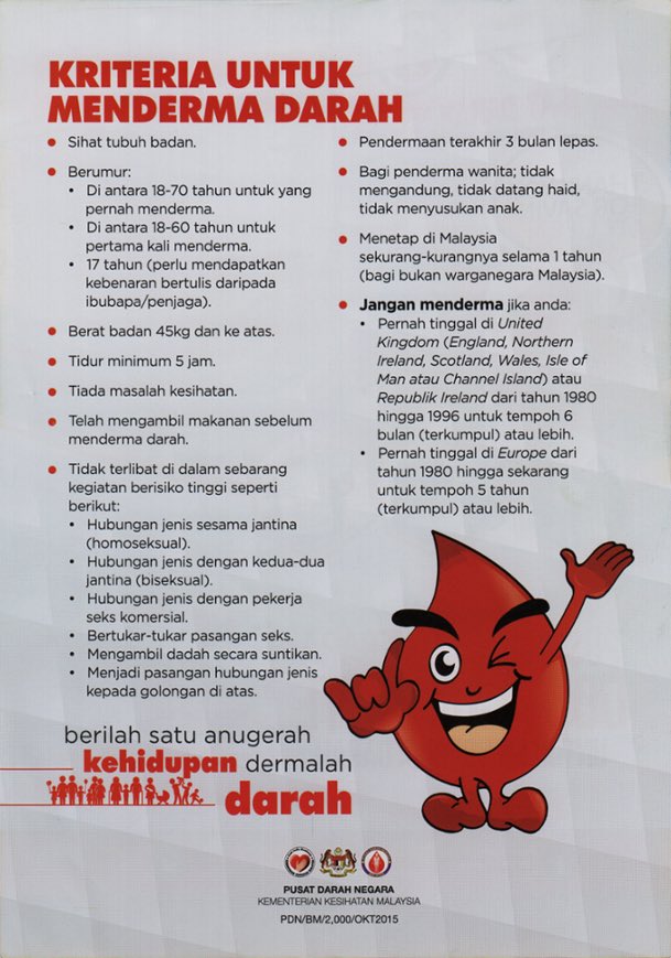 Khairul Hafidz On Twitter Kriteria Untuk Menderma Darah Kempenmendermadarah Https T Co Nkjjqtrezr Twitter