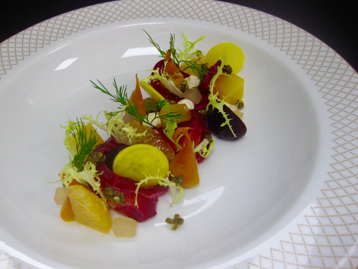 HolgerJackisch's tweet photo. Beetroot marinated salmon | horseradish | citrus | crispy capers @TheSavoyLondon https://t.co/QvC3b9r24P