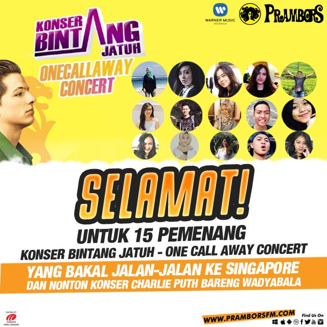 Prambors's tweet photo. Akhirnya sudah terkumpul 15 pemenang yang bakal jalan-jalan ke Singapore bareng @Prambors! Selamat-selamat!!! https://t.co/81QffrNKXc