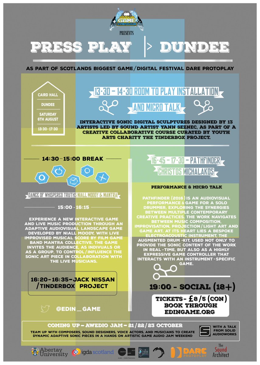 DiGRA-FDG2016 (@digra_fdg2016) on Twitter photo Don't miss PRESS PLAY |> DUNDEE by <a href="/Edin_Game/">Edin Game Symposium</a> tomorrow at Caird Hall, Dundee! See the full programme here! Don't miss PRESS PLAY |> DUNDEE by <a href="/Edin_Game/">Edin Game Symposium</a> tomorrow at Caird Hall, Dundee! See the full programme here!