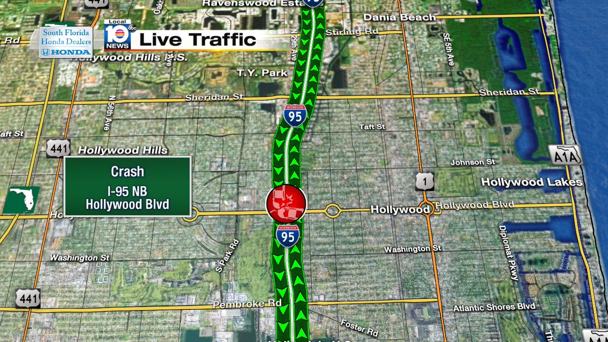 Crash on I-95 NB at Hollywood Blvd #traffic https://t.co/aNEvljTAt9