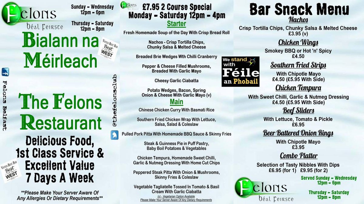 thefelonsclub's tweet photo. Something for everyone..don't forget our BAR SNACK MENU #food #felons #affordable #reallyis https://t.co/OzEKsvAxzy