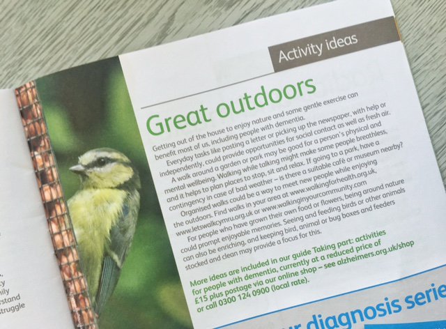 LetsWalkCymru's tweet photo. Great to see LWC in this month's Living with Dementia mag on how nature aids both mental and physical wellbeing https://t.co/g0h3WX8bpS