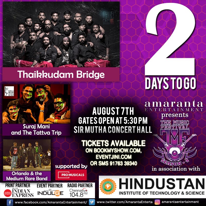 AmarantaEnterta's tweet photo. The biggest music night in Chennai is closer than ever! https://t.co/96D6CWolcx