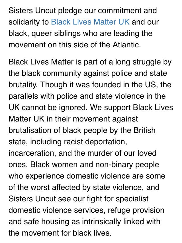 BLOG: Why Sisters Uncut support Black Lives Matter UK <a href="/ukblm/">Black Lives Matter UK (inactive)</a> #shutdown #BlackLivesMatter sistersuncut.org/2016/08/05/why…