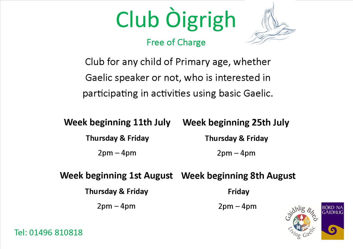 Remember that Club Òigridh will be on today!
Open to everyone!
#Gaelic #ICCI #Islay