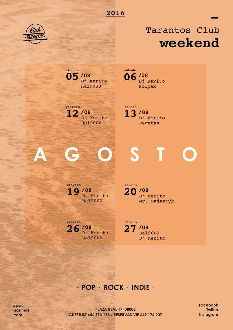 Programación <a href="/TARANTOSCLUB/">TARANTOS CLUB</a> (BCN) Agosto. ¡Nos vemos esta noche!